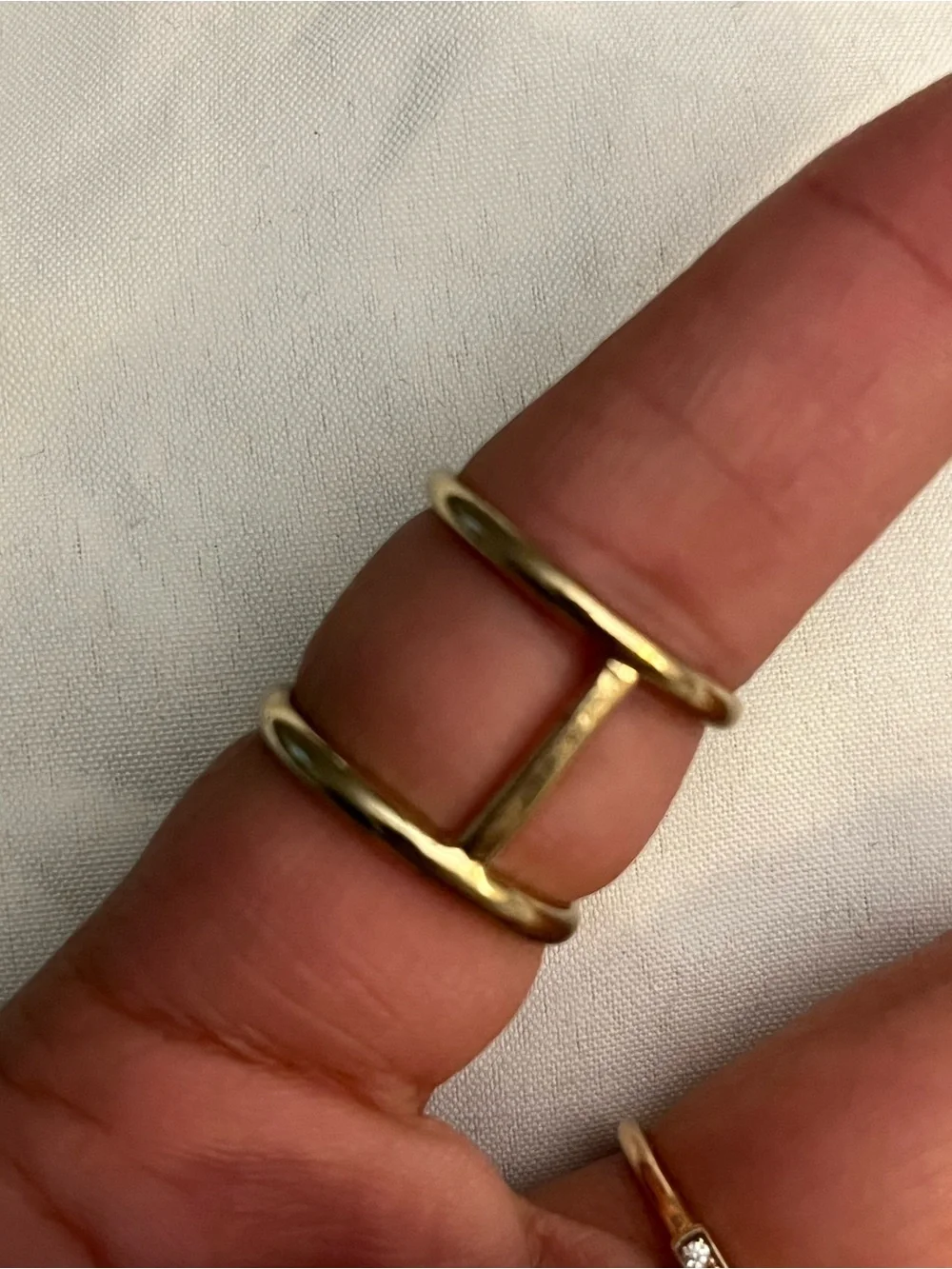 Zara Gold-Tone Double Band Ring with Pink Center